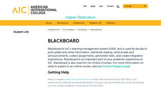 Blackboard | Student Life | AIC - American International College