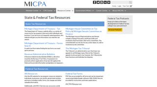 State and Federal Tax Resources - Michigan Association of CPAs