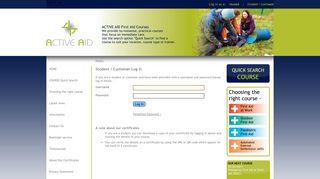 Active Aid - First Aid Training - Student / Customer - Log in