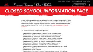 Closed School Information Page | - The Art Institutes