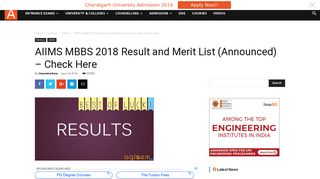 AIIMS MBBS 2018 Result and Merit List (Announced) - Check Here ...