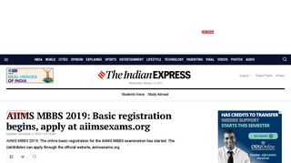 AIIMS MBBS 2019: Basic registration begins, apply at aiimsexams.org ...