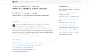 What is the cost of TIME AIMCAT test series? - Quora