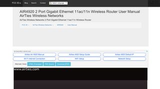 AIR4920 2 Port Gigabit Ethernet 11ac/11n Wireless Router User ...