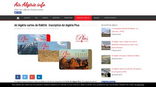 Air Algérie cartes de fidélité : Inscription Air Algérie Plus - Air Algérie info