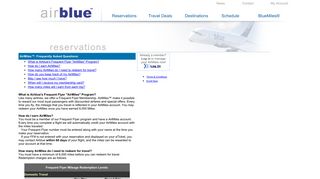 Airblue - Frequent Flyer AirMiles FAQs