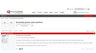 Aircanada promo code question. - RedFlagDeals.com Forums