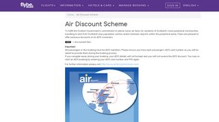 Air Discount Scheme - Flybe