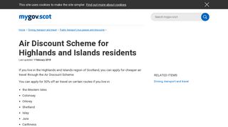 Air Discount Scheme for Highlands and Islands residents - mygov.scot