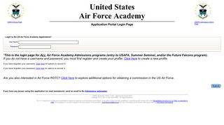Application Portal Login Page - Air Force Academy Admissions