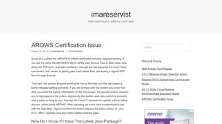 AROWS Certification Issue – imareservist