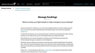 Manage your Air New Zealand flight bookings