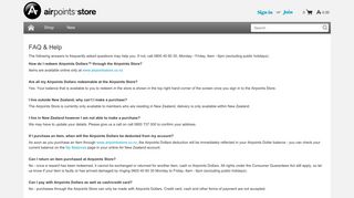 FAQ & Help - Airpoints Store