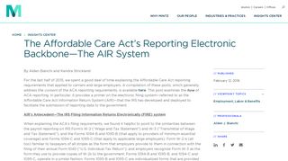 The Affordable Care Act's Reporting Electronic Backbone—The AIR ...
