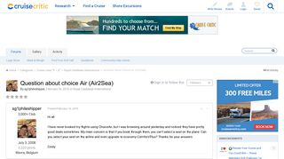 Question about choice Air (Air2Sea) - Royal Caribbean International ...