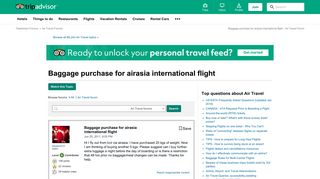 Baggage purchase for airasia international flight - Air Travel ...