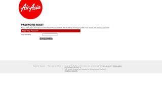 Password Reset - AirAsia | Booking | Book low fares online