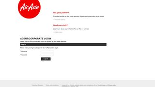 Agent/Corporate Login - AirAsia | Booking | Book low fares online