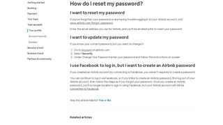 How do I reset my password? | Airbnb Help Center