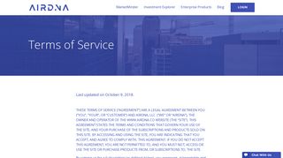 Terms of Service for AirDNA's short-term vacation rental data services.