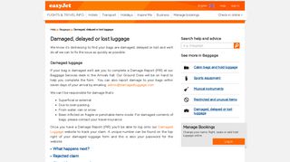 Damaged, delayed or lost luggage | easyJet