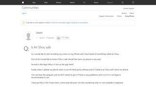 Is Air Shou safe - Apple Community