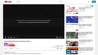 Airtel Prepaid My Account Services Demo - YouTube