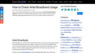 How to Check Airtel Broadband Usage - QuickOnlineTips