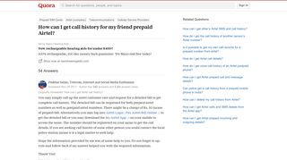 How to get call history for my friend prepaid Airtel - Quora
