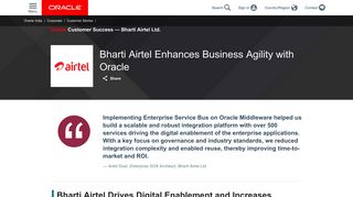 Bharti Airtel Enhances Business Agility with Oracle | Oracle India