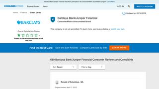 Top 684 Reviews and Complaints about Barclays Bank/Juniper ...