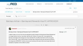 Barclays Airtran > Barclaycard Rewards Visa PC APP... - myFICO ...