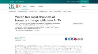 Watch free local channels at home, on-the-go with new AirTV