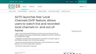 AirTV launches free 'Local Channels DVR' feature, allows users to ...