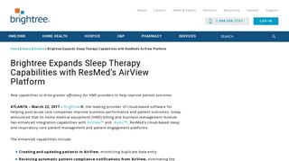 Brightree Expands Sleep Therapy Capabilities with ResMed's AirView ...