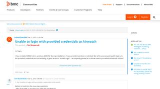Unable to login with provided credentials to Airwatch - BMC ...