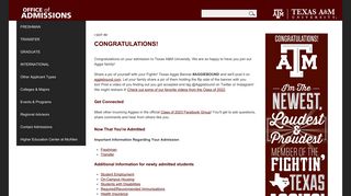 I GOT IN! - Office of Admissions | Texas A&M University - Office of ...