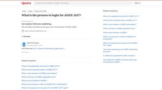 What is the process to login for AISEE-2017? - Quora