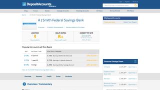 A J Smith Federal Savings Bank Reviews and Rates - Illinois
