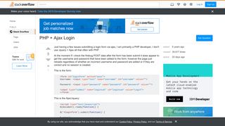 PHP + Ajax Login - Stack Overflow