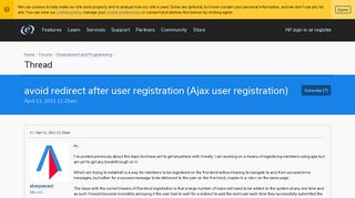 avoid redirect after user registration (Ajax user registration ...