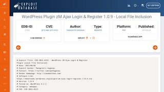 WordPress Plugin zM Ajax Login & Register 1.0.9 - Local File Inclusion
