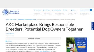 AKC Marketplace Brings Responsible Breeders, Potential Dog ...