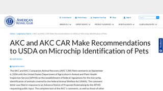 AKC and AKC CAR Make Recommendations to USDA on Microchip ...