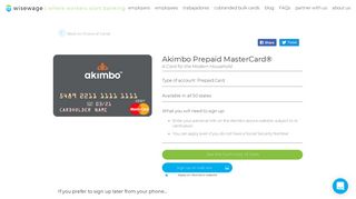 Akimbo Prepaid MasterCard® Prepaid Card - WiseWage
