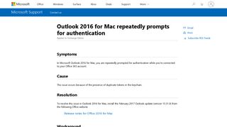 Outlook 2016 for Mac repeatedly prompts for authentication