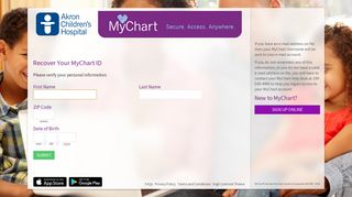 MyChart - Login Recovery Page