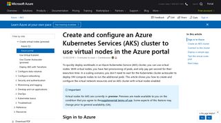 Create virtual nodes using the portal in Azure Kubernetes Services ...