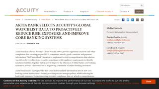 AKTIA BANK SELECTS ACCUITY'S GLOBAL WATCHLIST DATA TO ...