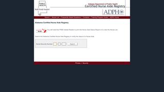 Alabama Nurse Aide Registry - Search